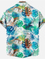 baratos Camisas havaianas-Homens Camisa Social Camisa havaiana camisa de verão Gráfico Leopardo Floral Cenário Aberto para a Lateral Branco Amarelo Azul Real Azul Azul empoeirado Estampado Ao ar livre Rua Manga Curta Botão