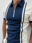 cheap Classic Polo-Men&#039;s Collar Polo Shirt Golf Shirt Fashion Sportswear Casual Summer Short Sleeve Black / White Khaki Navy Blue Striped Collar Outdoor Street Zipper Print Clothing Clothes Regular Fit Fashion