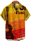 tanie Koszule hawajskie-Męskie Koszula Koszula hawajska Letnia koszula Graficzny Gitara Instrument muzyczny Wieczorne Biały Żółty Granatowy Ciemnozielony Żółtobrązowy Nadruk Na zewnątrz Ulica Krótkie rękawy Przycisk w d