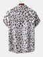 billige Skjorter med trykk for menn-Herre Skjorte Sommerskjorte Leopard Aftæpning Svart / Grå Hvit Rosa Navyblå Blå Avslappet Daglig Kortermet Klær Tropisk