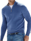 ieftine pulover pentru bărbați-Bărbați Pulover Pulover pulover Striat Tricotat Decupată Fermoar Tricotat Culoare solidă Guler de stand De Bază Stilat În aer liber Zilnic Îmbrăcăminte Toamnă Iarnă Trifoi Albastru piscină M L XL