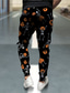 cheap Sweatpants-Men&#039;s Sweatpants Joggers Trousers Pants Drawstring Side Pockets Elastic Waist Skull Pumpkin Graphic Prints Comfort Breathable Halloween Sports Outdoor Streetwear Designer Black Micro-elastic