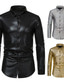 cheap Dress Shirts-Men&#039;s Shirt Argyle Button Down Collar Daily Button-Down Tops Casual Black Silver Gold