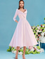 cheap Tea Length-A-Line Mother of the Bride Dress Wedding Guest Elegant Vintage V Neck Tea Length Satin 3/4 Length Sleeve with Pleats 2025 free custom size