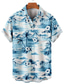 levne Havajské košile-Pánské Košile Havajská košile Letní košile Grafika Leopard Květinový Scéna Přehnutý Bílá Žlutá Námořnická modř Vodní modrá Dusty modrá Tisk Venkovní ulice Krátké rukávy Tlačítko dolů Tisk Oblečení