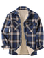 Χαμηλού Κόστους Χοντρά πουκάμισα-Ανδρικά Χειμωνιάτικα μπουφάν Μπουφάν πουκάμισο Χειμερινό παλτό Μπουφάν Sherpa Φανελένιο μπουφάν Ζεστό Causal Σακάκι Εξωτερικά ενδύματα Καρό / Τετραγωνισμένο Σκούρο Μπλε Μαρέν Καφέ