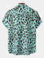 levne Pánské košile s potiskem-Pánské Košile Letní košile Leopard Přehnutý Černá / šedá Bílá Světlá růžová Námořnická modř Vodní modrá Ležérní Denní Krátký rukáv Oblečení Tropický vzhled