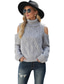 cheap Sweaters-Women&#039;s Pullover Sweater Jumper Ribbed Knit Knitted Cold Shoulder Pure Color Crew Neck Stylish Casual Daily Holiday Fall Winter Green White One-Size / Long Sleeve