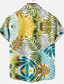voordelige Hawaiiaanse overhemden-Voor heren Overhemd Hawaiiaans overhemd Zomer overhemd Grafisch Luipaard Bloemig Landschap Strijkijzer Wit Geel Marine Blauw blauw Stoffig blauw Print Buiten Straat Korte Mouw Button-omlaag Afdrukken