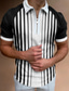 cheap Classic Polo-Men&#039;s Golf Shirt Print Striped Turndown Casual Daily Zipper Print Short Sleeve Tops Casual Fashion Breathable Comfortable Green Summer Shirt
