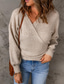 Недорогие Свитера-женский свитер пуловер джемпер вязаный крест-накрест однотонный стильный на каждый день длинный рукав стандартный крой свитер кардиганы v-образный вырез осень зима синий фиолетовый розовый / для