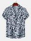 Χαμηλού Κόστους Ανδρικά πουκάμισα με στάμπα-Ανδρικά Πουκάμισο Καλοκαιρινό πουκάμισο Λεοπάρ Απορρίπτω Μαύρο / Γκρι Λευκό Ανθισμένο Ροζ Βαθυγάλαζο Θαλασσί Causal Καθημερινά Κοντομάνικο Ρούχα Τροπικό