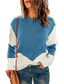billige Sweatere-dame sweater trøje hæklet strik strikket geometrisk rund hals stilfuld afslappet dagligt gå ud efterår vinter kaki marineblå s m l / langærmet