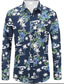 cheap Men&#039;s Printed Shirts-Men&#039;s Shirt Print Floral Graphic Turndown Street Casual Button-Down Print Long Sleeve Tops Designer Casual Fashion Breathable White Blue Pink