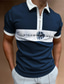cheap 3D Polo-Men&#039;s Collar Polo Shirt Golf Shirt 3D Print Color Block Turndown Casual Daily Zipper Short Sleeve Tops Casual Fashion Comfortable Sports Black / White Navy Blue Blue / White