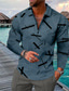 cheap Graphic Polo-Men&#039;s Polo Shirt Golf Shirt Zip Polo Geometry Turndown Zip Green Blue Coffee Gray 3D Print Outdoor Street Long Sleeve Zipper Print Clothing Apparel Fashion Designer Casual Breathable