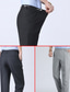 cheap Chinos-Men&#039;s Dress Pants Trousers Chinos Elastic Waist Solid Color Comfort Breathable Business Casual Daily Fashion Formal Black+Grey Black Stretchy