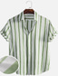 billiga fritidsskjortor för män-Herr Seersucker skjorta Randig Nedvikt Gul Blå Grön Kaki Gata Dagligen Kortärmad Button-Down Kläder Lättvikt Mjukt Andningsfunktion Bekväm