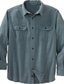 billige Fritidsskjorter-Herre Flanell skjorte Helfarge Aftæpning Blå Langermet Gate Daglig Knapp ned Topper Mote Fritid Bekvem