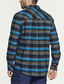 billige Hverdagsskjorter-Herre Flanell skjorte Ternet Aftæpning Grøn Blå Marineblå Rød Lyseblå Langærmet Trykt mønster Gade Daglig Knap ned Toppe Mode Afslappet Bekvem