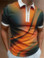 cheap Zip Polo-Men&#039;s Collar Polo Shirt Golf Shirt Gradient Turndown Orange 3D Print Outdoor Street Short Sleeves Zipper Print Clothing Apparel Fashion Designer Casual Breathable / Summer / Spring / Summer