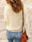olcso Pulóverek-női pulóver pulóver pulóver kötött patchwork gomb egyszínű v nyak stílusos alkalmi utcai kauzális váll ősz tél sötétkék barna egyméretes / hosszú ujjú / ünnep / normál szabás