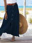 cheap Cotton Linen Skirts-Women&#039;s Skirt Long Skirt Linen Skirts Straight Fashion coastal grandma style Summer Maxi Skirts Solid Colored Split Vacation Office / Career Black White Navy Blue Orange Autumn / Fall Faux Linen Gold