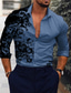 お買い得  メンズプリントシャツ-男性用 シャツ グラフィックシャツ フラワー 折襟 ブラック ルビーレッド ブルー ブラウン グリーン 3Dプリント 日常 祝日 長袖 3Dプリント ボタンダウン 衣類 ファッション デザイナー カジュアル 高通気性