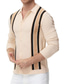 cheap Knit Polo Sweater-Men&#039;s Collar Polo Shirt Knit Polo Sweater T shirt Tee Shirt Muscle Long Sleeve Beige Striped Tribal Classic Collar Outdoor Home Clothing Clothes Muscle