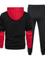 tanie Bluzy z kapturem proste-2021 wiosna i jesień nowy kontrastowy kolor męski sweter sportowy garnitur z kapturem sportowe spodnie z długim rękawem na co dzień dwuczęściowy zestaw