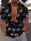 cheap Hawaiian Shirts-Men&#039;s Shirt Summer Shirt Summer Hawaiian Shirt Graphic Hawaiian Aloha Leaves Design Turndown Black-White Black Purple Green Light Grey Print Outdoor Street Short Sleeve Print Button-Down Clothing