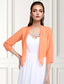 cheap Wedding Guest Wraps-Shawls Bolero Ladies Elegant Casual Daily 3/4 Length Sleeve Chiffon Wedding Guest Wraps With Pure Color For Wedding Spring &amp; Summer dress to impress 2025