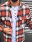cheap Overshirts-Men&#039;s Flannel Shirt Shirt Jacket Shacket Shirt Plaid / Check Turndown Red Street Daily Long Sleeve Button-Down Clothing Apparel Cotton Basic Fashion Casual Comfortable