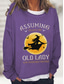 abordables Sudadera y Hoodie de Halloween-Sudadera de mujer de algodón mezcla Letra Casual Impresión Básica Casual Suelta Cuello redondo de manga larga Microelástica Primavera Otoño Otoño e Invierno
