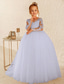 abordables Vestidos de dama de honor-Vestido de Baile Largo Flores Niña Vestido de Primera Comunión Niñas Bonito Vestido de Prom Satén con Encaje Mini Novia Ajuste Congelado 3-16 Años vestido para impresionar 2025