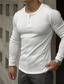 billige henley skjorter til mænd-Herre T-shirt Henley-skjorte Helfarve Henley Hvid Gade Ferie Langærmet Tøj Mode Afslappet Bekvem / Strand