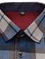 billige Tykke skjorter-Herre Flanell skjorte Skjorte jakke Skjorte Gitter Klassisk krave Blå Afslappet Daglig Langærmet Tøj Forretning Afslappet
