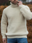 cheap Men&#039;s Pullover Sweater-Men&#039;s Wrap Sweater Crochet Knit Knitted Pure Color Stand Collar Casual Soft Outdoor Home Spring Summer Beige M L XL / Winter / Long Sleeve