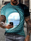baratos T-shirts Homem com Estampado 3D-Homens Camiseta 3D impressão Nuvens Decote Redondo Preto Amarelo Azul Roxo Verde Impressão 3D Ao ar livre Rua Manga Curta Imprimir Roupa Esportes Moda Designer Roupa de Esporte