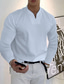 baratos Camisetas masculinas casuais-Homens Camiseta Cor Sólida Decote V Cinzento Branco Preto Rua Esportes Manga Longa Roupa Moda Designer Casual Confortável