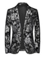 ieftine blazere și jachete-Bărbați Modă Clasic Blazer Regulat Fit standard Floral Un singur rând, un nasture Argintiu Auriu 2023