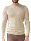 billige genser for menn-Herre T skjorte Skjorte Stamme Crew-hals Kakifarget utendørs Hjem Topper Grunnleggende Kontor Fritid Klassisk