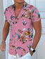 tanie Koszule hawajskie-Męskie Koszula Koszula hawajska Kwiaty Graficzny Hawajskie Aloha Wzór Wieczorne Jasnożółty Jasnoróżowy Czarny Biały Jasnoniebieski Nadruk Na zewnątrz Ulica Krótki rękaw Przycisk w dół Odzież Moda