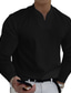 abordables Camisetas casuales de hombre-Hombre Camiseta Color sólido Escote en Pico Gris Blanco Negro Calle Deportes Manga Larga Ropa Moda Design Casual Cómodo