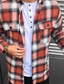 cheap Overshirts-Men&#039;s Flannel Shirt Shirt Jacket Shacket Shirt Plaid / Check Turndown Red Street Daily Long Sleeve Button-Down Clothing Apparel Cotton Basic Fashion Casual Comfortable