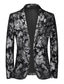 baratos blazers e jaquetas-Homens Moda Clássico Blazer Padrão Padrão Floral Comum 1 Butão Prateado Dourado 2023