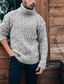 tanie sweter męski sweter-Męskie Sweter sweter Kable Robić na drutach Skrócona długość Dzianiny Jednokolorowe Golf Podstawowy Elegancki Na zewnątrz Codzienny Odzież Zima Jesień mlecznobiały Niebieski S M L