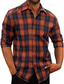 billige mænds fritidsskjorter-herreskjorte plaid ternet skjorte turndown orange sort gade dagligt langærmet tøj med knapper beklædning basic mode afslappet komfortabel