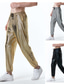 abordables pantalones casuales-Hombre Persona que practica jogging Pantalones Pantalones casuales Pantalones de lentejuelas Correa Cintura elástica Cuadrícula / Cuadros Ligero Fiesta Club nocturno Luces de discoteca Moda Ropa de