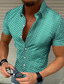 baratos camisas masculinas casuais-Homens Camisa Social camisa de verão Treliça Aberto para a Lateral Preto Branco Vermelho Azul Verde Estampado Casual Manga Curta Imprimir Roupa Estilo Praia